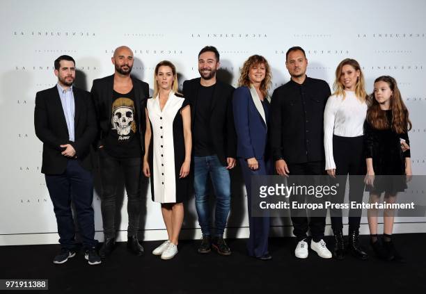 Maggie Civantos , Emma Suarez , Claudia Placer , Manuela Velles and Alain Hernandez attend 'La Influencia' photocall on June 11, 2018 in Madrid,...