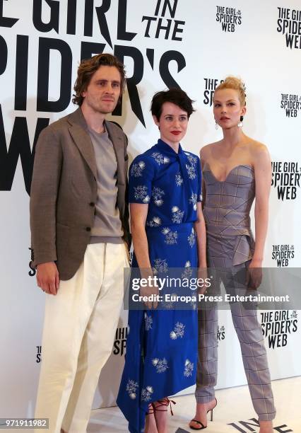 Sverrir Gudnason, Claire Foy and Slyvia Hoeks attend 'The Girl in the Spider's Web' photocall at CineEurope 2018 on June 11, 2018 in Barcelona, Spain.