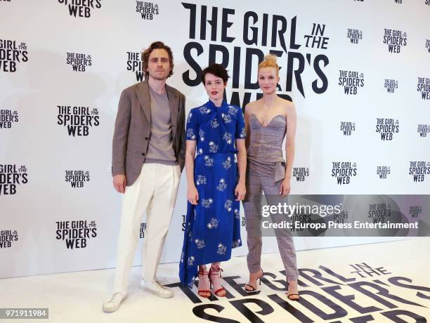 Sverrir Gudnason, Claire Foy and Slyvia Hoeks attend 'The Girl in the Spider's Web' photocall at CineEurope 2018 on June 11, 2018 in Barcelona, Spain.