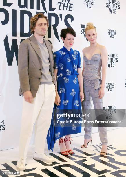 Sverrir Gudnason, Claire Foy and Slyvia Hoeks attend 'The Girl in the Spider's Web' photocall at CineEurope 2018 on June 11, 2018 in Barcelona, Spain.