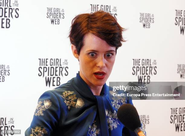 Claire Foy attends 'The Girl in the Spider's Web' photocall at CineEurope 2018 on June 11, 2018 in Barcelona, Spain.