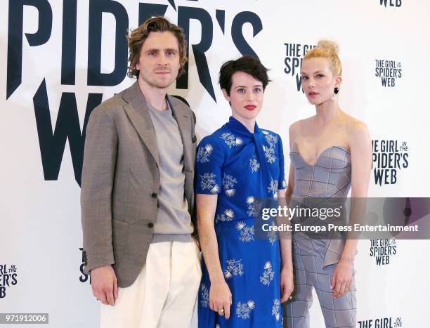 Sverrir Gudnason, Claire Foy and Slyvia Hoeks attend 'The Girl in the Spider's Web' photocall at CineEurope 2018 on June 11, 2018 in Barcelona, Spain.
