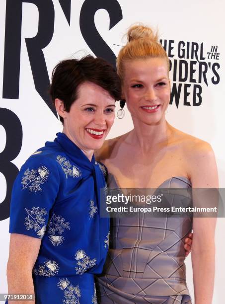 Claire Foy and Slyvia Hoeks attend 'The Girl in the Spider's Web' photocall at CineEurope 2018 on June 11, 2018 in Barcelona, Spain.