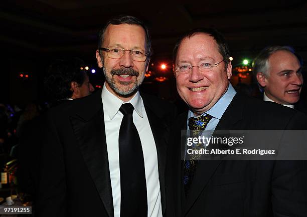 President of Walt Disney & Pixar Animation Studios Dr. Ed Catmull and director/animator/producer John Lasseter attend the 8th annual VES Awards held...