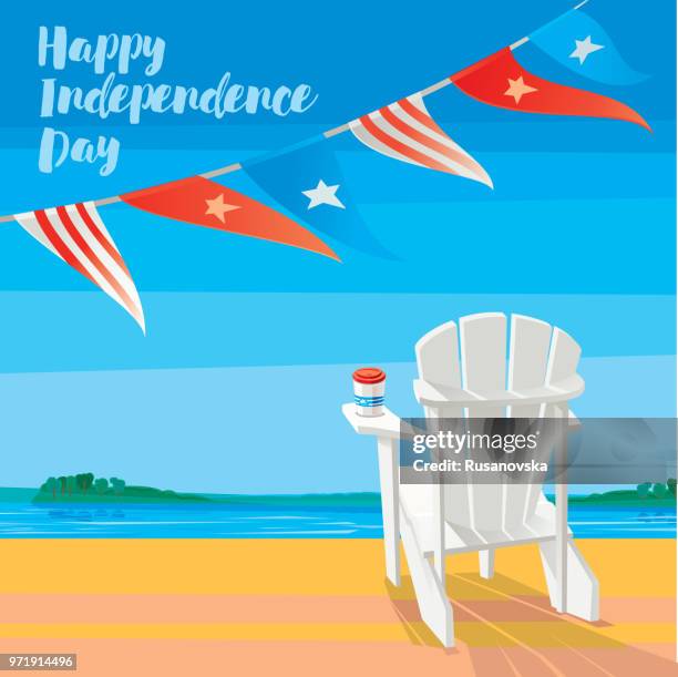 happy independence day! - adirondack chair stock illustrations
