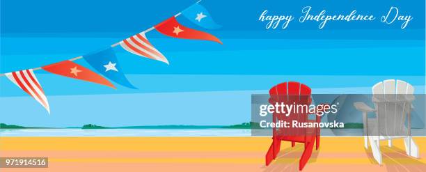 happy independence day! - adirondack chair stock illustrations