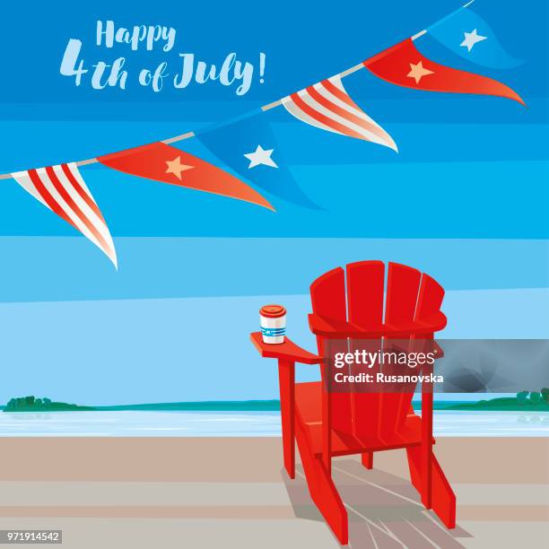 happy 4th of july! - adirondack chair stock illustrations