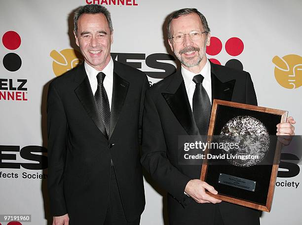 Pixar's Jim Morris and president of Walt Disney & Pixar Animation Studios Dr. Ed Catmull with his Georges Melies Award for pioneering pose in the...