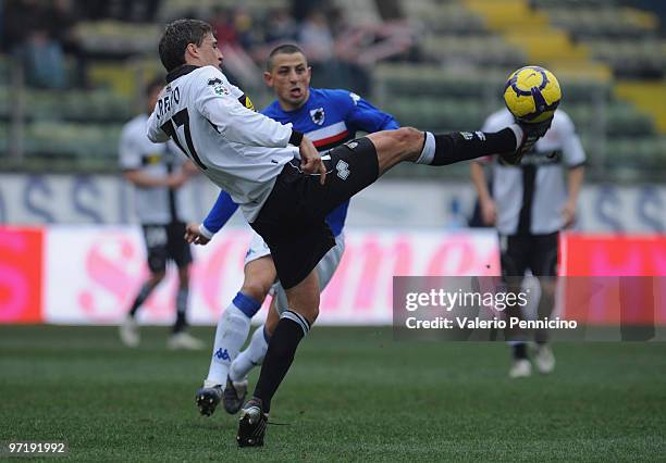 Hernan Crespo of Parma FC in action during the Serie A match between Parma FC and UC Sampdoria at Stadio Ennio Tardini on February 28, 2010 in Parma,...