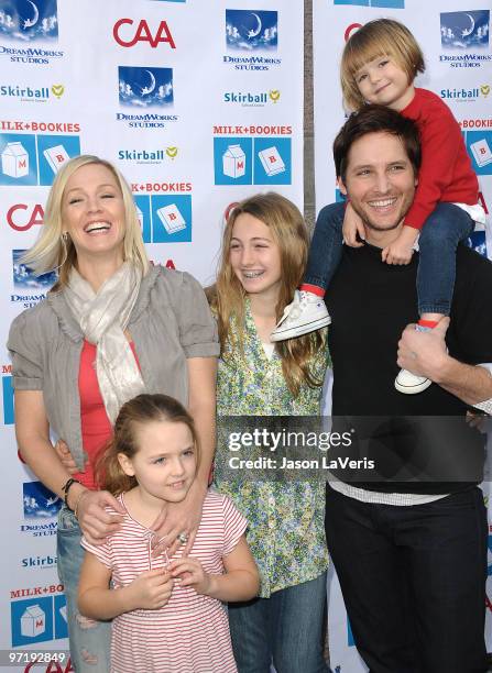 Actors Jennie Garth and Peter Facinelli with daughters Fiona Eve Facinelli, Luca Bella Facinelli and Lola Ray Facinelli attend the 1st annual Milk +...