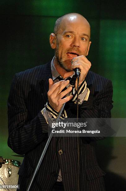 Michael Stipe of Rem during the Italian tv show "Che tempo che fa" on March 16, 2008 in Milan, Italy.