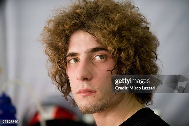 Marco Simoncelli of Italy and San Carlo Honda Gresini looks on in box during the day of testing at Sepang Circuit on February 26, 2010 in Kuala...