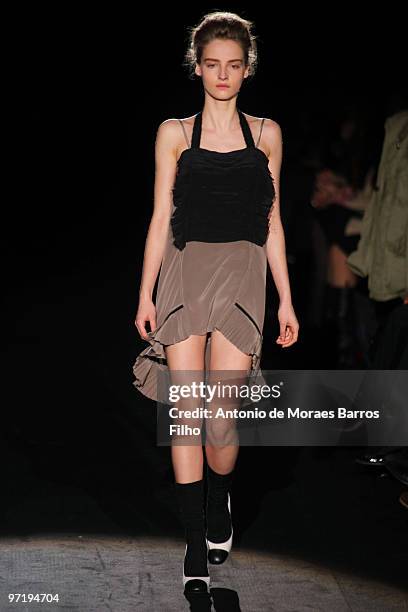 Model walks the runway at the Iceberg show during Milan Fashion Week Autumn/Winter 2010 show on February 28, 2010 in Milan, Italy.