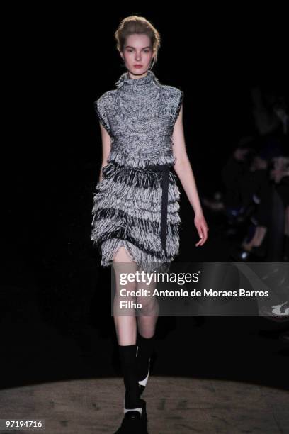 Model walks the runway at the Iceberg show during Milan Fashion Week Autumn/Winter 2010 show on February 28, 2010 in Milan, Italy.