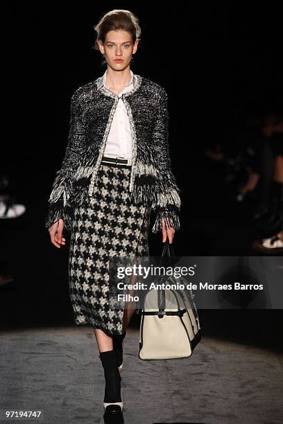 Model walks the runway at the Iceberg show during Milan Fashion Week Autumn/Winter 2010 show on February 28, 2010 in Milan, Italy.