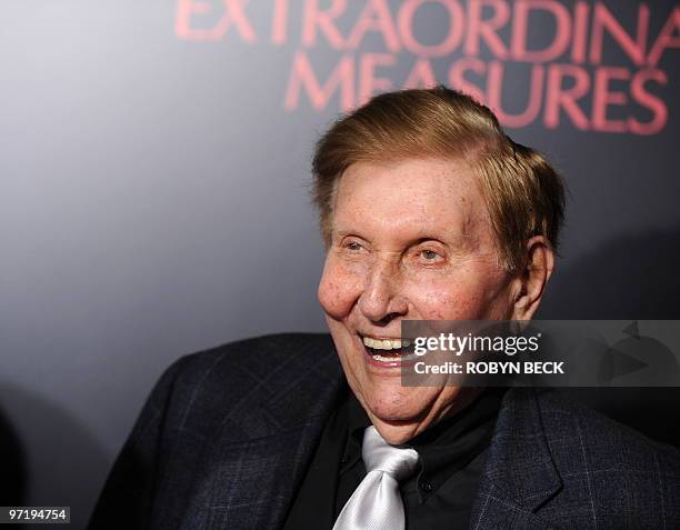 Billionaire media mogul Sumner Redstone arrives at the premiere of CBS Films "Extraordinary Measures" at Grauman�s Chinese Theatre in the Hollywood...