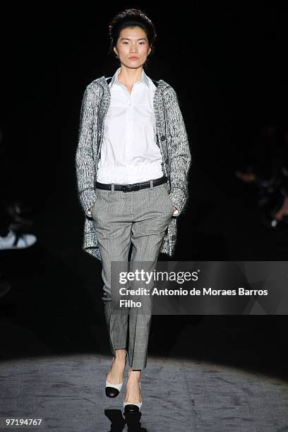 Model walks the runway at the Iceberg show during Milan Fashion Week Autumn/Winter 2010 show on February 28, 2010 in Milan, Italy.