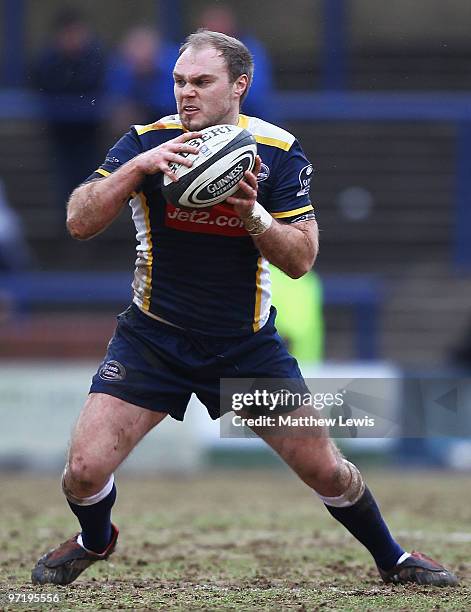 Cieron Thomas of Leeds Carnegie in action during the Guinness Premiership match between Leeds Carnegie and London Wasps at Headingley Stadium on...