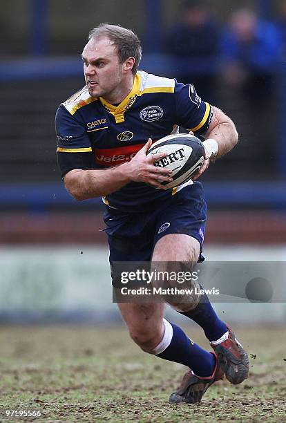 Cieron Thomas of Leeds Carnegie in action during the Guinness Premiership match between Leeds Carnegie and London Wasps at Headingley Stadium on...