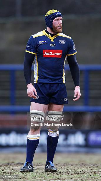 Erik Lund of Leeds Carnegie in action during the Guinness Premiership match between Leeds Carnegie and London Wasps at Headingley Stadium on February...