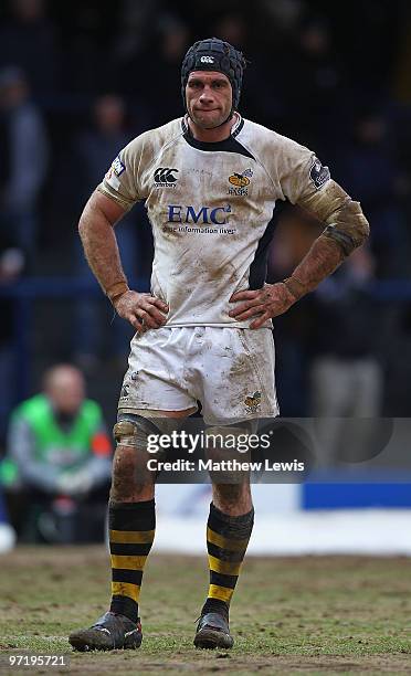 Marty Veale of London Wasps in action during the Guinness Premiership match between Leeds Carnegie and London Wasps at Headingley Stadium on February...