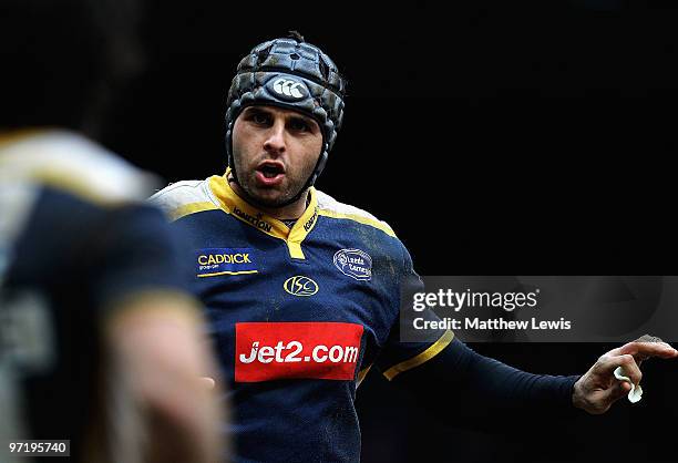 Marco Wentzel of Leeds Carnegie in action during the Guinness Premiership match between Leeds Carnegie and London Wasps at Headingley Stadium on...