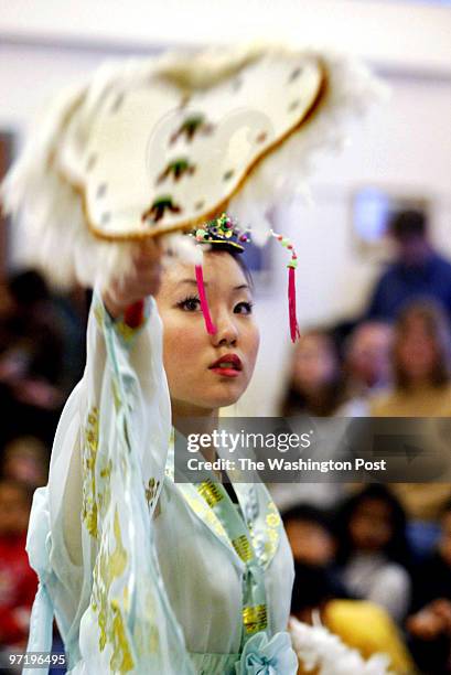 Woodwardt 137283 Korean New Year Concert and Reception, George Mason Regional Library, Annandale, VA. Claire Min dances the Angel Dance, with the Ma...