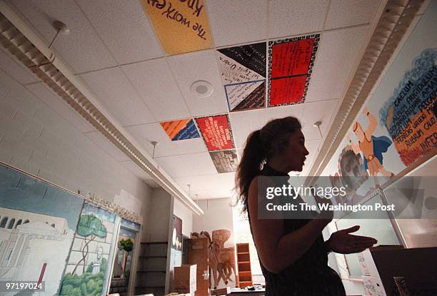 Woodwardt 126795 SLUG:Lynn Krepich and her art-filled classroom. Krepich has taught Latin in the same room at Loudoun County High for the last 17...