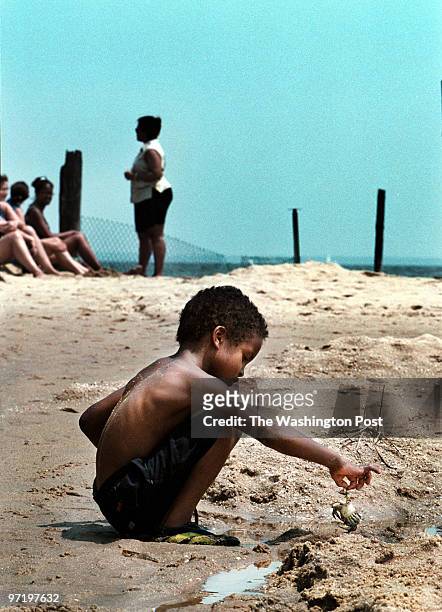 Me/highland Jahi Chikwendiu/TWP Scotty Washington catches crabs on Highland Beach, an African American beach front community founded in the 1890's by...