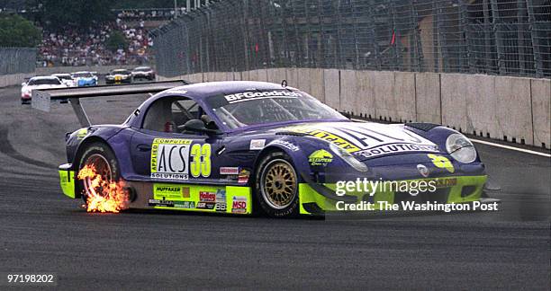 Trans-Am Series for the BFGoodrich Tires Cup Race,,,GOING INTO TURN THREE CAR 33 DRIVEN BY BORIS SAID GIVES OFF FIRE AS HE DOWN SHIFTS, HE FINISHED...