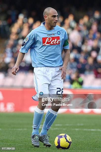 Paolo Cannavaro of SSC Napoli in action during the Serie A match between Napoli and Roma at Stadio San Paolo on February 28, 2010 in Naples, Italy.