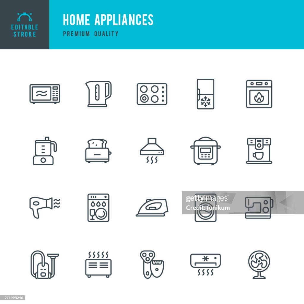 Home Appliances - set of vector line icons
