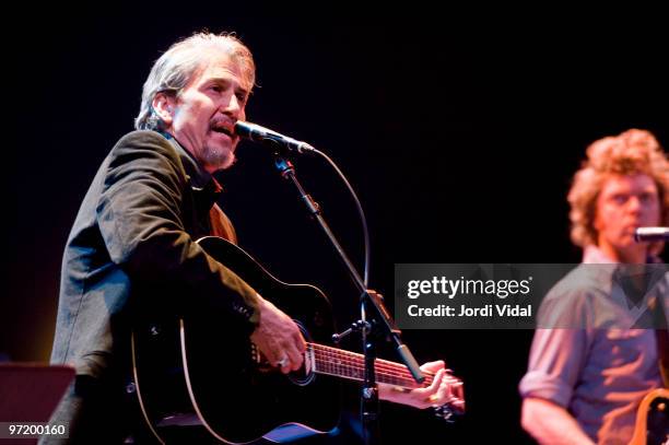 Howe Gelb and Anders Pedersen of Giant Sand perform on stage during Day 1 of Tanned Tin Festival 2010 at Teatro Principal on January 28, 2010 in...