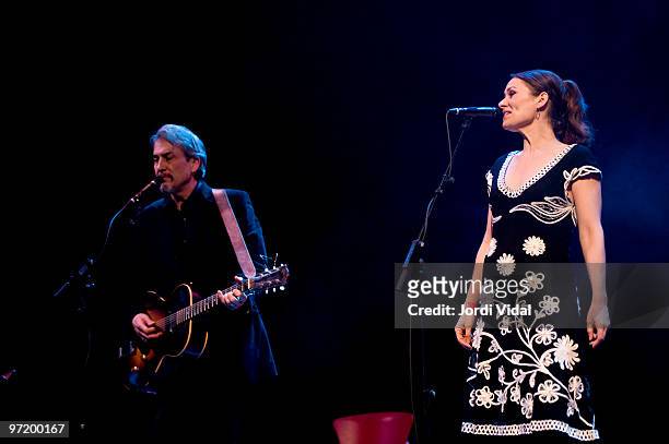 Howe Gelb and Sille Krill of Giant Sand perform on stage during Day 1 of Tanned Tin Festival 2010 at Teatro Principal on January 28, 2010 in...