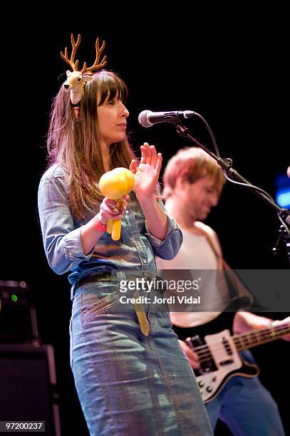 Nina Waha and Robert Arlinder of Lacrosse perform on stage during Day 1 of Tanned Tin Festival 2010 at Teatro Principal on January 28, 2010 in...