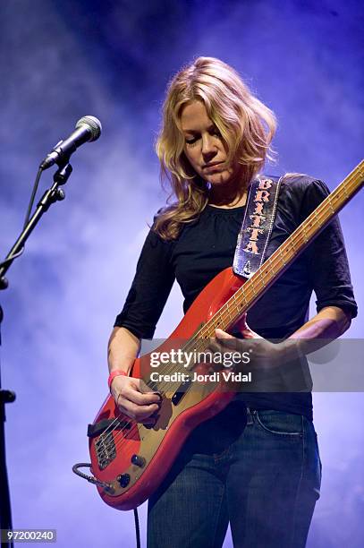 Britta Phillips of Dean and Britta performs on stage during Day 1 of Tanned Tin Festival 2010 at Teatro Principal on January 28, 2010 in Castellon de...