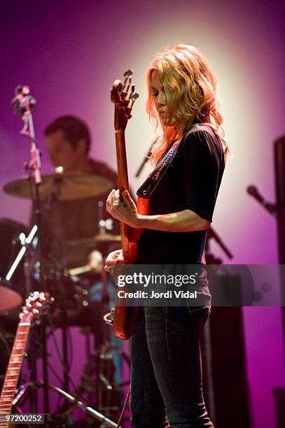 Britta Phillips of Dean and Britta performs on stage during Day 1 of Tanned Tin Festival 2010 at Teatro Principal on January 28, 2010 in Castellon de...