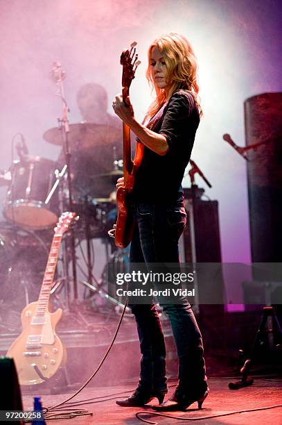Britta Phillips of Dean and Britta performs on stage during Day 1 of Tanned Tin Festival 2010 at Teatro Principal on January 28, 2010 in Castellon de...