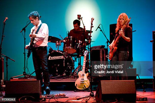 Dean Wareham and Britta Phillips of Dean and Britta perform on stage during Day 1 of Tanned Tin Festival 2010 at Teatro Principal on January 28, 2010...