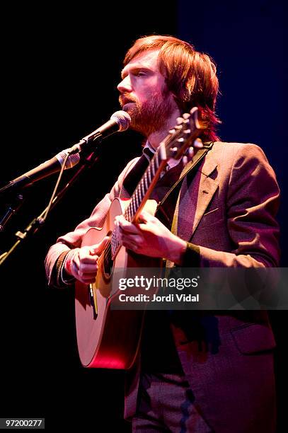 David Thomas Broughton performs on stage during Day 1 of Tanned Tin Festival 2010 at Teatro Principal on January 28, 2010 in Castellon de la Plana,...