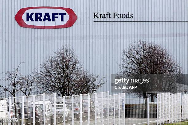 Photo taken on March 1, 2010 shows the logo of Kraft Foods at the Halle site, Belgium. Trade unionists blocked the entrance to the site early March...