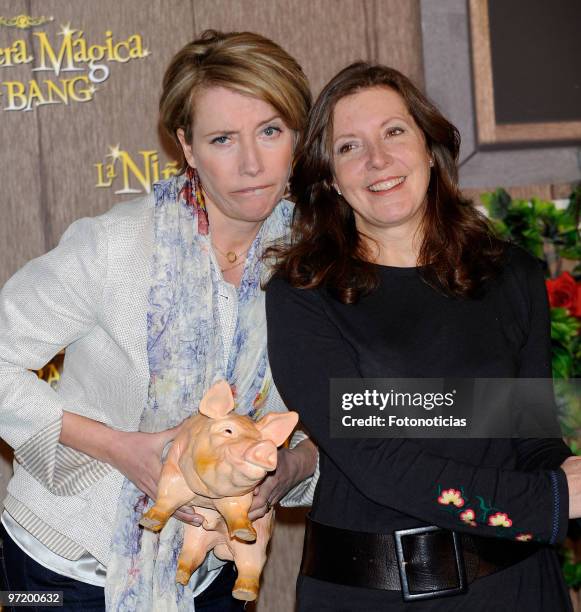 Actress Emma Thompson and director Susanna White attends a photocall for 'La Ninera Magica y el Big Bang' , at the Santo Mauro Hotel on March 1, 2010...