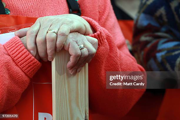 Womens Institute members learn basic carpentry skills at a DIY class at Denman College on March 1, 2010 in Abingdon, England. The classes organised...
