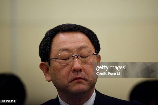 Toyota Motor Corporation President and CEO Akio Toyoda speaks to offer a sincere apology during a news conference on March 1, 2010 in Beijing, China....