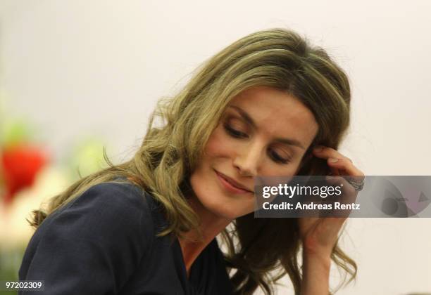 Princess Letizia of Spain attends the Eva Luise and Horst Koehler Foundation for Rare Diseases award ceremony at the Hauptstadtrepraesentanz of...