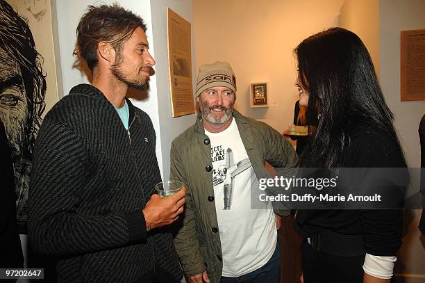 Surfer Dave Rastovich, Sanuk Founder Jeff Kelley and actress Kelly Hu attend Sanuk Presents: An Evening For The Environment and launches the Rasta...