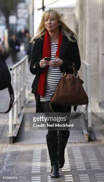 Sara Cox Sighted Leaving BBC Radio One on March 1, 2010 in London, England.