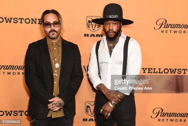 Wild the Coyote and Badd Wolf attend Premiere Of Paramount Pictures' "Yellowstone" - Arrivals at Paramount Studios on June 11, 2018 in Hollywood,...