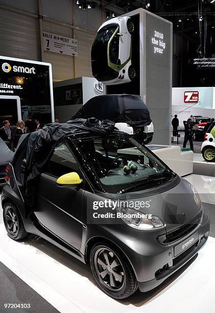 Smart Fortwo Greystyle automobile is seen on display prior to the official opening of the Geneva International Motor Show in Geneva, Switzerland, on...