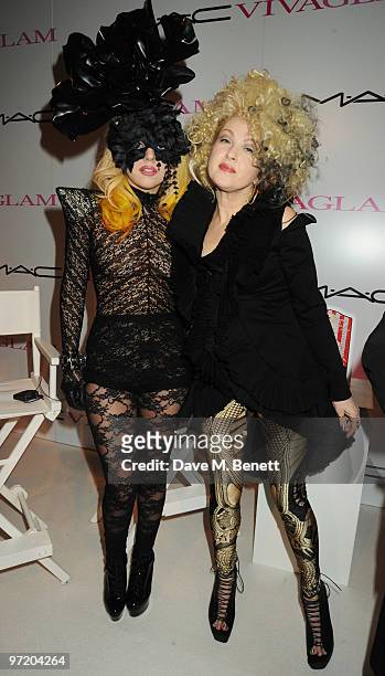 Lady Gaga and Cyndi Lauper attend the MAC VIVA GLAM launch hosted by Sharon Osbourne to promote MAC's latest fundraising range with all proceeds...